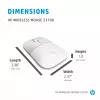 HP Z3700 Ceramic White Wireless Mouse, Ambidextrous, Optical, RF Wireless, 1200 DPI, Silver, White