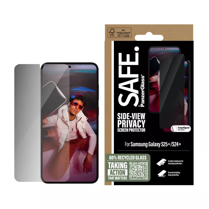 PanzerGlass SAFE. by ® Privacy Screen Protector Samsung Galaxy S25+ | S24+ | Ultra-Wide Fit w. EasyAligner