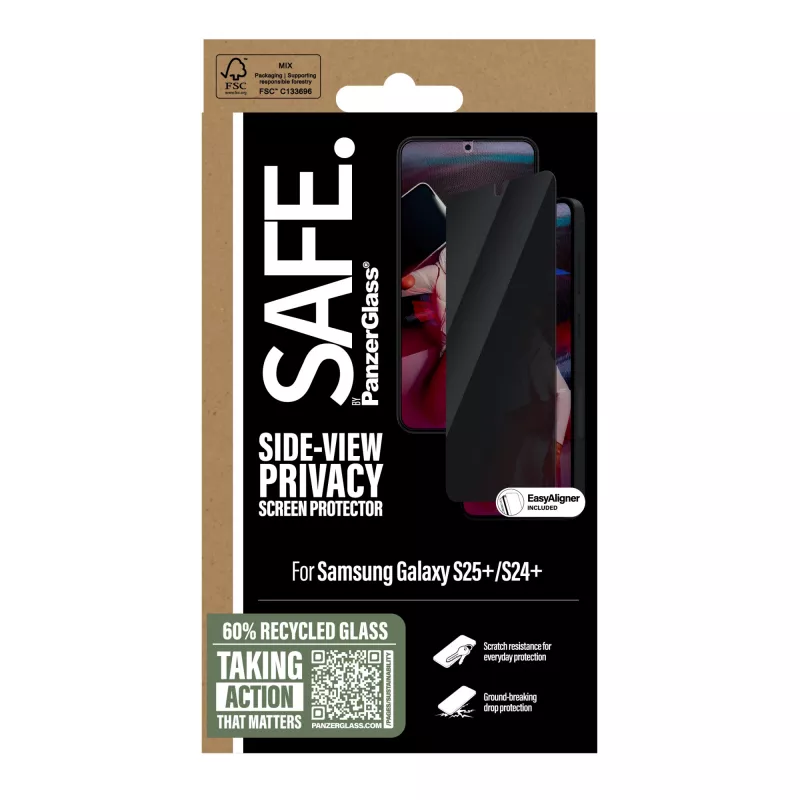 PanzerGlass SAFE. by ® Privacy Screen Protector Samsung Galaxy S25+ | S24+ | Ultra-Wide Fit w. EasyAligner