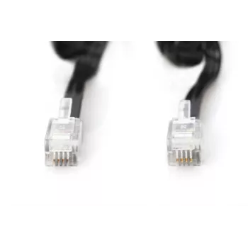 DIGITUS UAE connection cable, RJ10 2.00m, CU, 4x7x0,12mm, unshielded, M/M, Flat cable, helic, black
