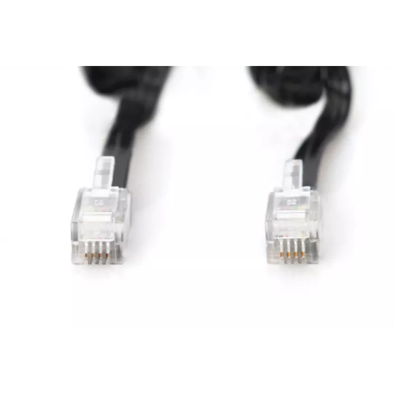 DIGITUS UAE connection cable, RJ10 2.00m, CU, 4x7x0,12mm, unshielded, M/M, Flat cable, helic, black