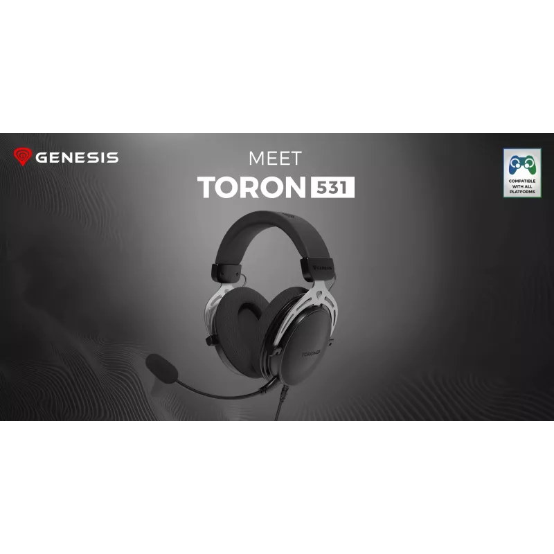 Wired binaural gaming headset Genesis Toron 531 — circumaural, 32 Ω, 20–20000 Hz, 1 m cable