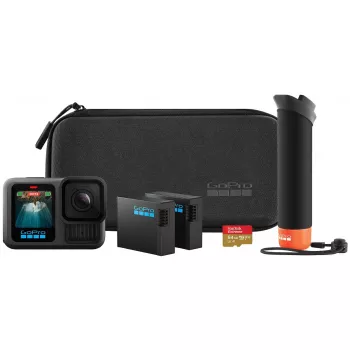Action camera GoPro HERO13 Black Bundle — 5.3K Ultra HD, 27.6 MP CMOS, 240 fps, 2.27 inch LCD, 2x digital zoom, stereo WAV audio