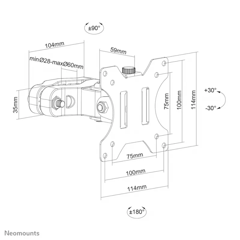 Neomounts FL40-430BL11 TV pole mount 17-32 inch - diam. 28-60 mm