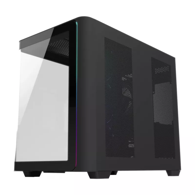 FSP M580-BP Plus Case Midi Tower mITX, mATX Black ARGB, Midi Tower, PC, Black, ATX, micro ATX, Mini-ITX, Glass, SPCC, 16 cm