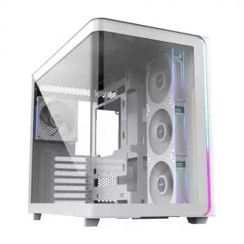 FSP M580-WP Plus Case Midi Tower mITX, mATX White ARGB, Midi Tower, PC, White, ATX, micro ATX, Mini-ITX, Glass, SPCC, 16 cm