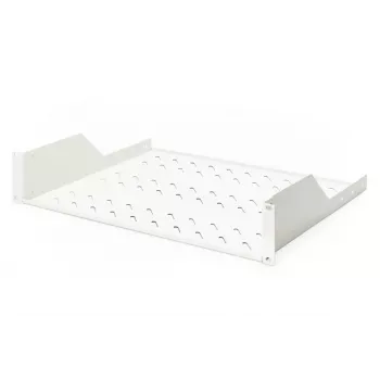 DIGITUS 2U rack mount fixed shelf vented, color grey (RAL 7035), up to 25 kg, 85x483x350 mm