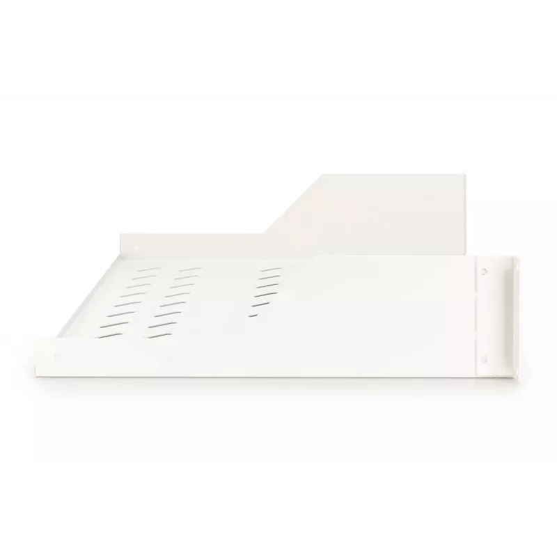 DIGITUS 2U rack mount fixed shelf vented, color grey (RAL 7035), up to 25 kg, 85x483x350 mm