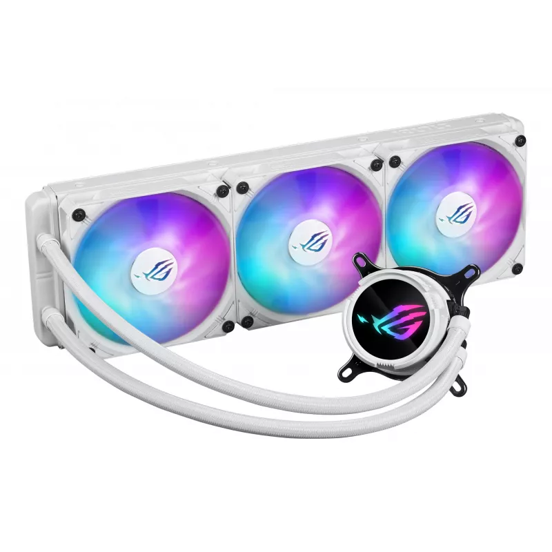 Liquid cooling kit ASUS ROG Strix LC III 360 ARGB White Edition — 360 mm radiator, 3x 120 mm ARGB fans, LCD display, copper base