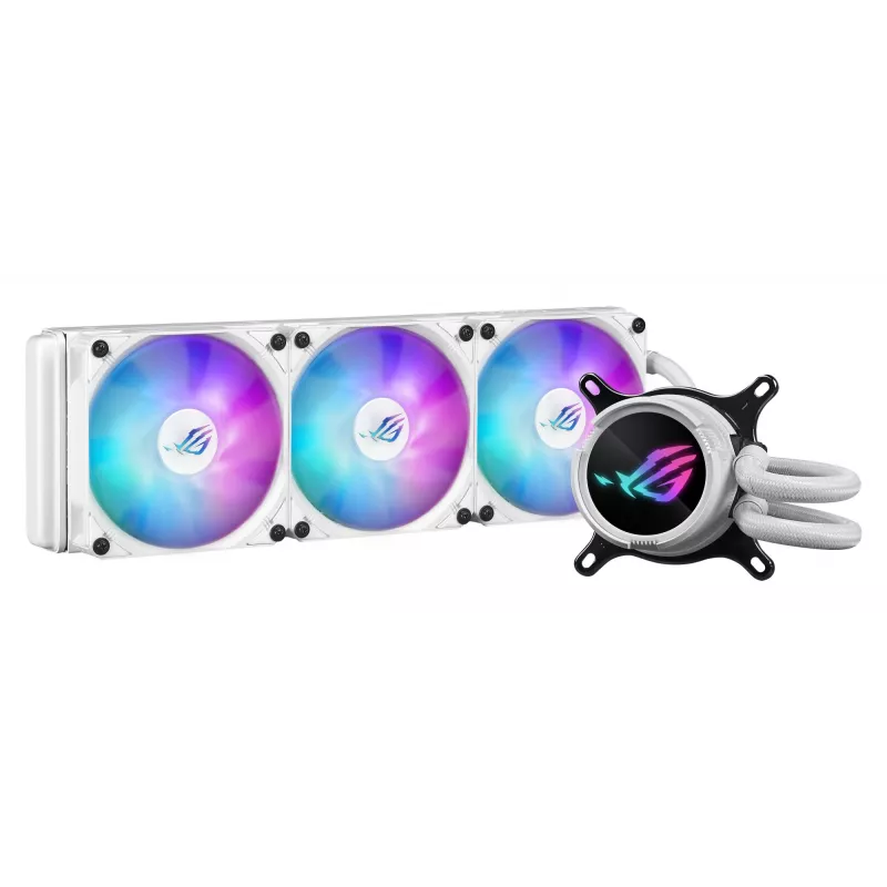 Liquid cooling kit ASUS ROG Strix LC III 360 ARGB White Edition — 360 mm radiator, 3x 120 mm ARGB fans, LCD display, copper base