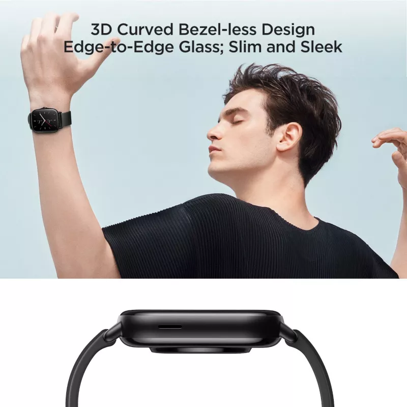 Amazfit GTS 2 4.19 cm (1.65 inch) AMOLED 43 mm Digital 348 x 442 pixels Touchscreen Black Wi-Fi GPS (satellite)