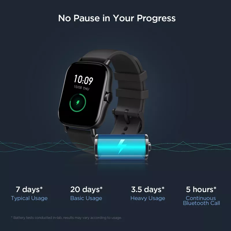 Amazfit GTS 2 4.19 cm (1.65 inch) AMOLED 43 mm Digital 348 x 442 pixels Touchscreen Black Wi-Fi GPS (satellite)