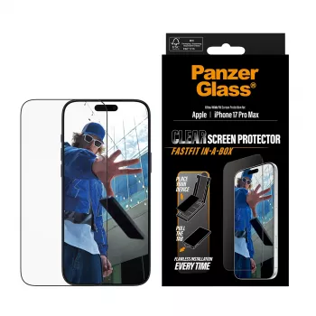 PanzerGlass ® Screen Protector iPhone 17 Pro Max | Ultra-Wide Fit w. FASTFIT IN-A-BOX