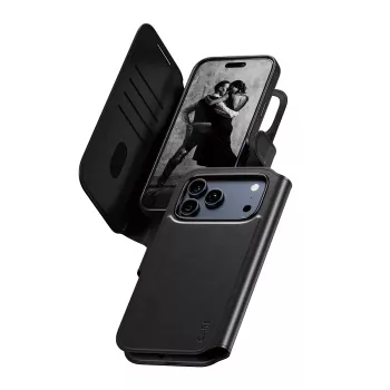 Protective two-in-one wallet cover PanzerGlass CARE Feature Case Tango with MagSafe for iPhone 17 Pro Max, black