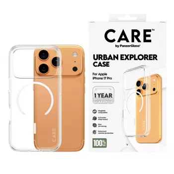 PanzerGlass CARE™ by ® Urban Explorer Case Transparent w. White MagSafe iPhone 17 Pro