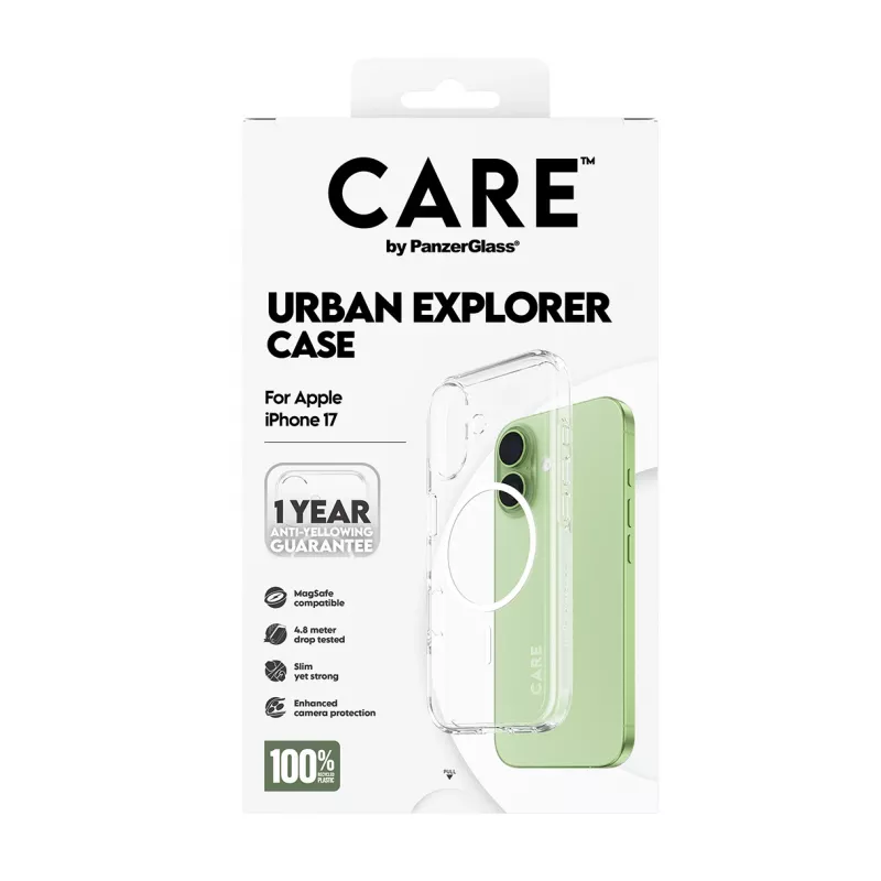 PanzerGlass CARE™ by ® Urban Explorer Case Transparent w. White MagSafe iPhone 17
