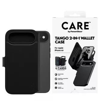 Wallet Cover Case PanzerGlass CARE Tango 2-in-1 with MagSafe for iPhone Air — Black