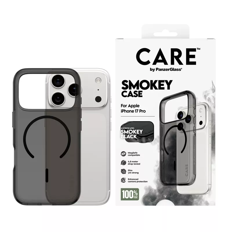 Protective Cover Case PanzerGlass CARE™ Urban Explorer Smokey with Black MagSafe for iPhone 17 Pro (TPU, Black)