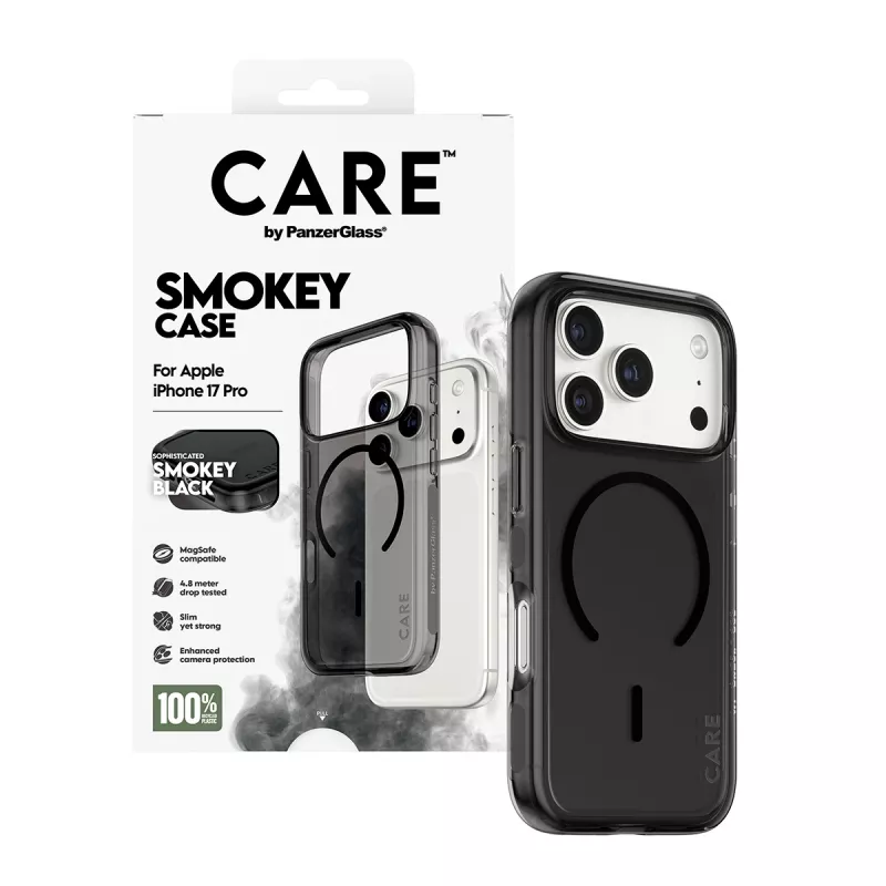 Protective Cover Case PanzerGlass CARE™ Urban Explorer Smokey with Black MagSafe for iPhone 17 Pro (TPU, Black)