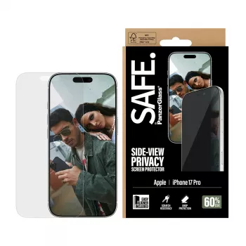 PanzerGlass SAFE. by ® 2-Way Privacy Screen Protector iPhone 17 Pro | Ultra-Wide Fit w. EasyAligner