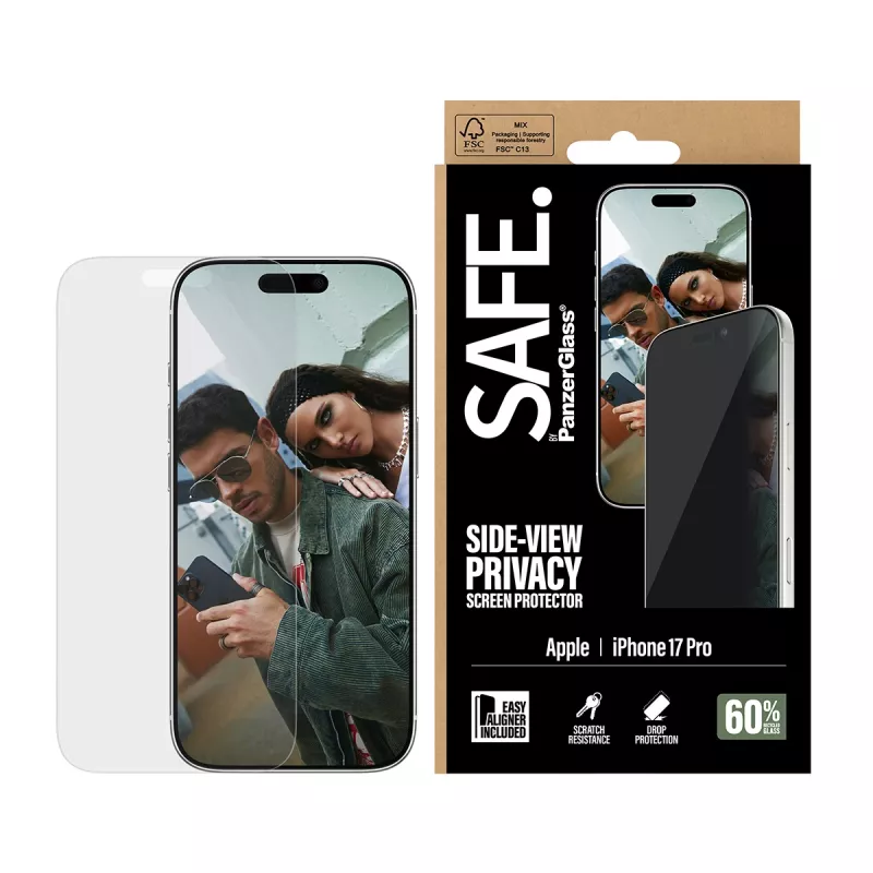 PanzerGlass SAFE. by ® 2-Way Privacy Screen Protector iPhone 17 Pro | Ultra-Wide Fit w. EasyAligner