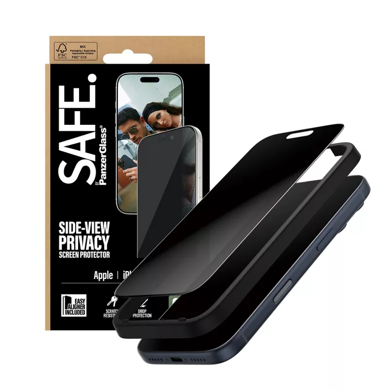 PanzerGlass SAFE. by ® 2-Way Privacy Screen Protector iPhone 17 Pro | Ultra-Wide Fit w. EasyAligner