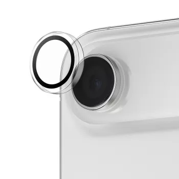Camera lens protector PanzerGlass Hoops for iPhone Air — tempered glass & silicone, transparent, 1 pcs