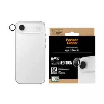 Camera lens protector PanzerGlass Hoops for iPhone Air — tempered glass & silicone, transparent, 1 pcs