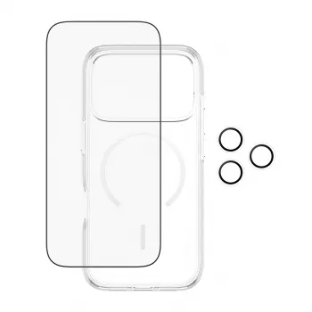 Screen protection bundle PanzerGlass CARE 3-in-1 Flagship Explorer for iPhone 17 Pro — tempered glass, PET, silicone, transparent
