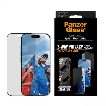 Privacy Screen Protector PanzerGlass for iPhone 17 / iPhone 16 Pro — Ultra-Wide Fit, Tempered Glass + PET, FASTFIT