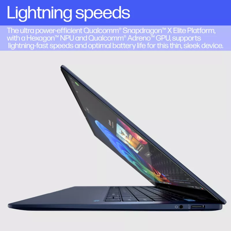 HP EliteBook Ultra G1q AI PC Copilot+ PC Snapdragon X1E-78-100 Laptop 35.6 cm (14 inch) Touchscreen 2.2K 16 GB LPDDR5x-SDRAM 1 TB SSD Wi-Fi 6E (802.11ax) Windows 11 Pro Blue
