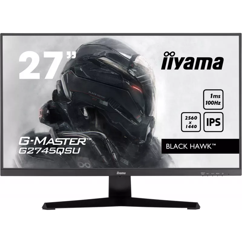 27 inch IIYAMA G-MASTER G2745QSU-B2 gaming monitor, 2560×1440 WQHD, IPS, 100 Hz, 1 ms, HDMI/DP, USB 3.2 hub, speakers, VESA