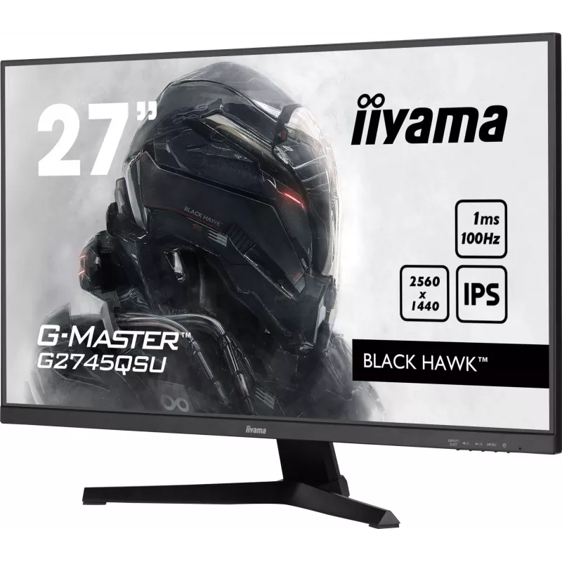 27 inch IIYAMA G-MASTER G2745QSU-B2 gaming monitor, 2560×1440 WQHD, IPS, 100 Hz, 1 ms, HDMI/DP, USB 3.2 hub, speakers, VESA