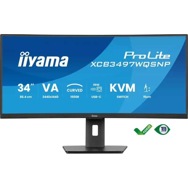 iiyama ProLite XCB3497WQSNP-B1 computer monitor 86.4 cm (34 inch) 3440 x 1440 pixels UltraWide Quad HD LED Black