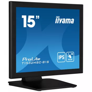 iiyama ProLite T1532MSC-B1S computer monitor 38.1 cm (15 inch) 1024 x 768 pixels XGA LCD Touchscreen Black