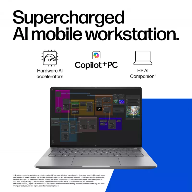 HP ZBook Ultra G1a Copilot+ PC AMD Ryzen AI Max PRO 390 35.6 cm (14 inch) WUXGA 32 GB LPDDR5x-SDRAM Wi-Fi 7 (802.11be) Windows 11 Pro AI Workstation, AI PC Silver