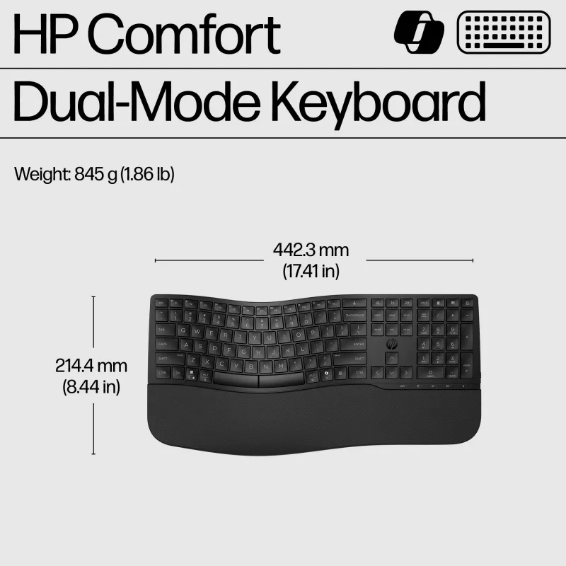 HP 685 Comfort Dual-Mode Keyboard Full-size Wireless Bluetooth Membrane