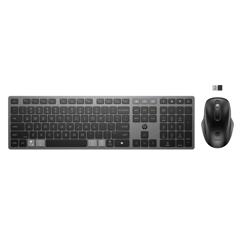 HP 725 Multi-Device Rechargeable Wireless Keyboard and Mouse Combo Full-size Wireless Bluetooth Scissor Switch
