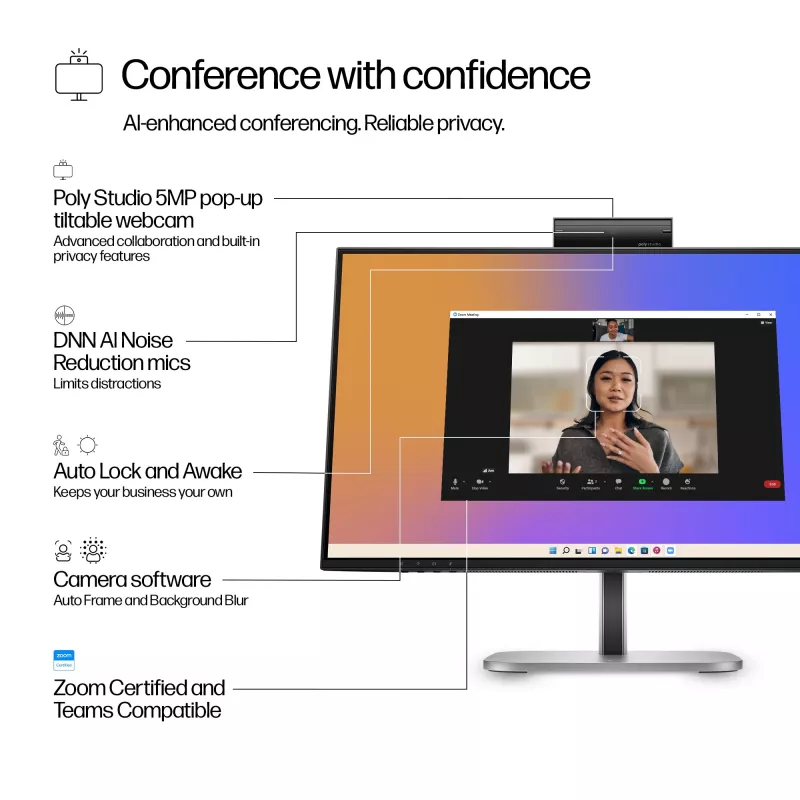 HP Series 5 Pro 23.8 inch FHD USB-C Conferencing Monitor - 524pm