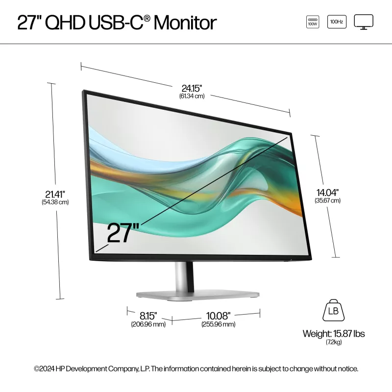 HP Series 5 Pro 27 inch QHD USB-C Monitor LCD 2560 x 1440