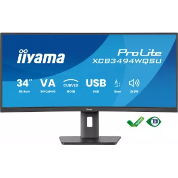 iiyama ProLite XCB3494WQSU-B1 computer monitor 86.4 cm (34 inch) 3440 x 1440 pixels UltraWide Quad HD LED Black