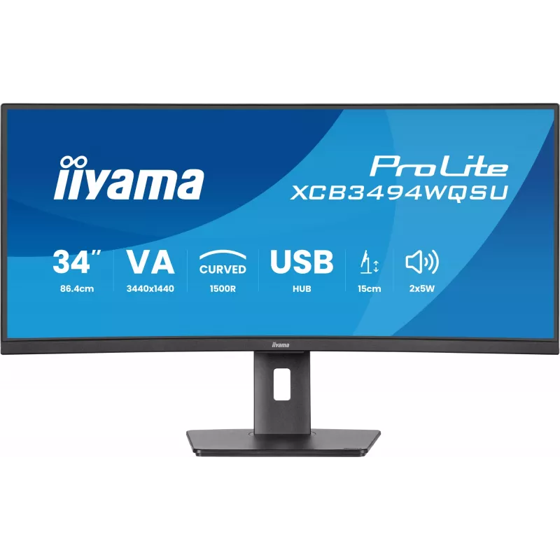 iiyama ProLite XCB3494WQSU-B1 computer monitor 86.4 cm (34 inch) 3440 x 1440 pixels UltraWide Quad HD LED Black