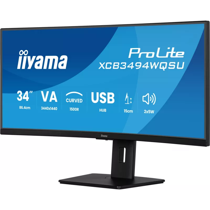 iiyama ProLite XCB3494WQSU-B1 computer monitor 86.4 cm (34 inch) 3440 x 1440 pixels UltraWide Quad HD LED Black