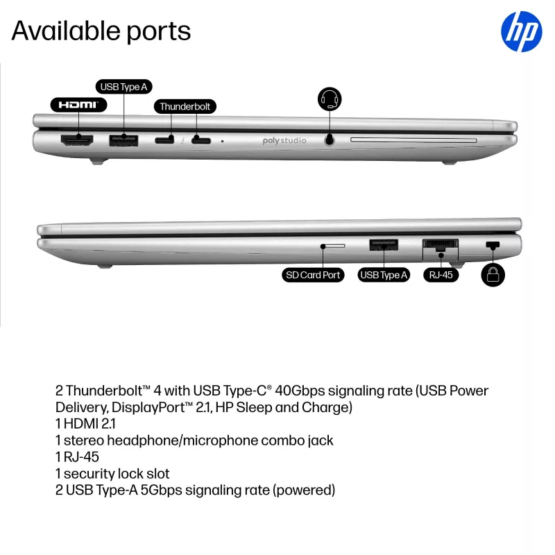 HP EliteBook 6 G1i AI PC Intel Core Ultra 7 255U Laptop 33.8 cm (13.3 inch) WUXGA 32 GB DDR5-SDRAM Wi-Fi 7 (802.11be) Windows 11 Pro Silver