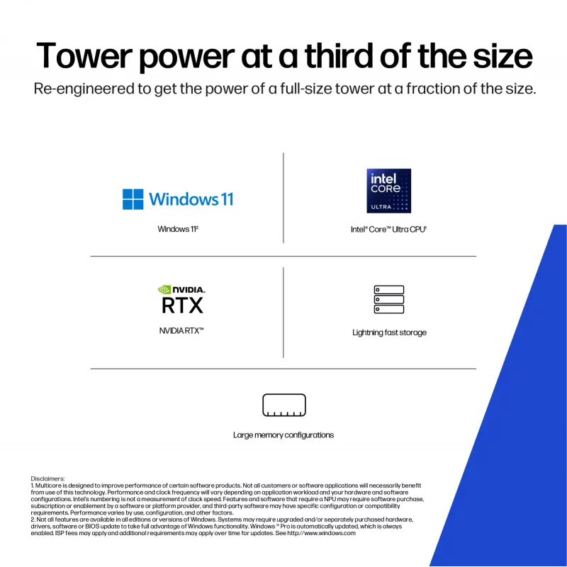 HP Z2 SFF G1i Intel Core Ultra 7 265K 32 GB DDR5-SDRAM NVIDIA RTX A400 Windows 11 Pro Workstation AI Workstation, AI PC