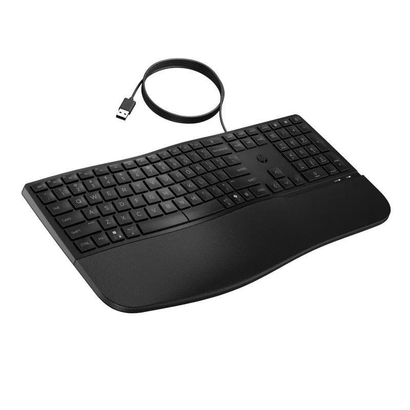 HP 485 Comfort Wired Keyboard Full-size USB Membrane with Wrist Rest