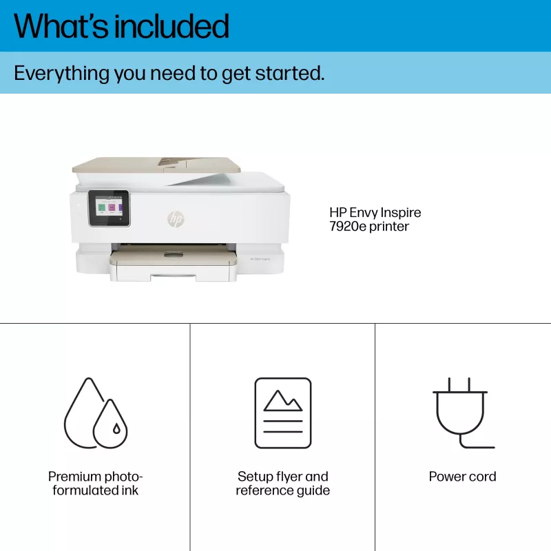 HP ENVY Inspire 7920e Wireless All-in-One Color Printer, Instant Ink; Copier, Scanner