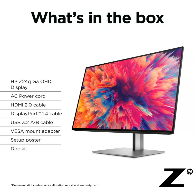 HP Z24q G3 QHD Display, 60.5 cm (23.8 inch), 2560 x 1440 pixels, Quad HD, LCD, 5 ms, Silver