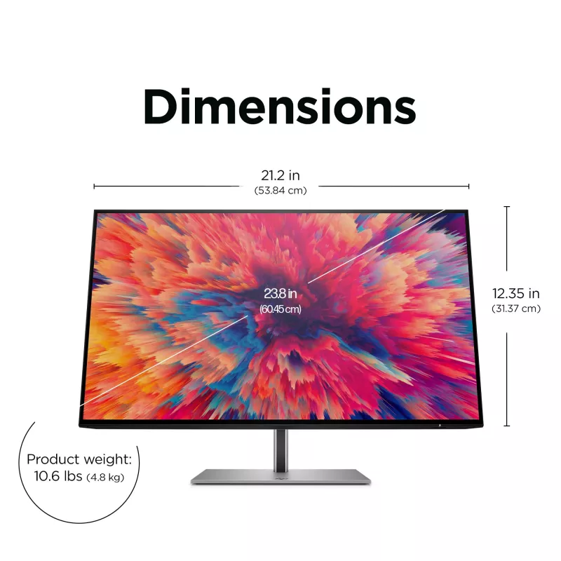 HP Z24q G3 QHD Display, 60.5 cm (23.8 inch), 2560 x 1440 pixels, Quad HD, LCD, 5 ms, Silver