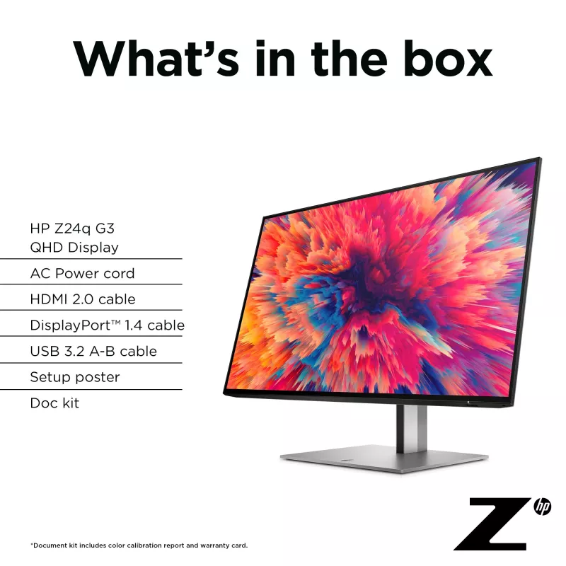 HP Z24q G3 QHD Display, 60.5 cm (23.8 inch), 2560 x 1440 pixels, Quad HD, LCD, 5 ms, Silver